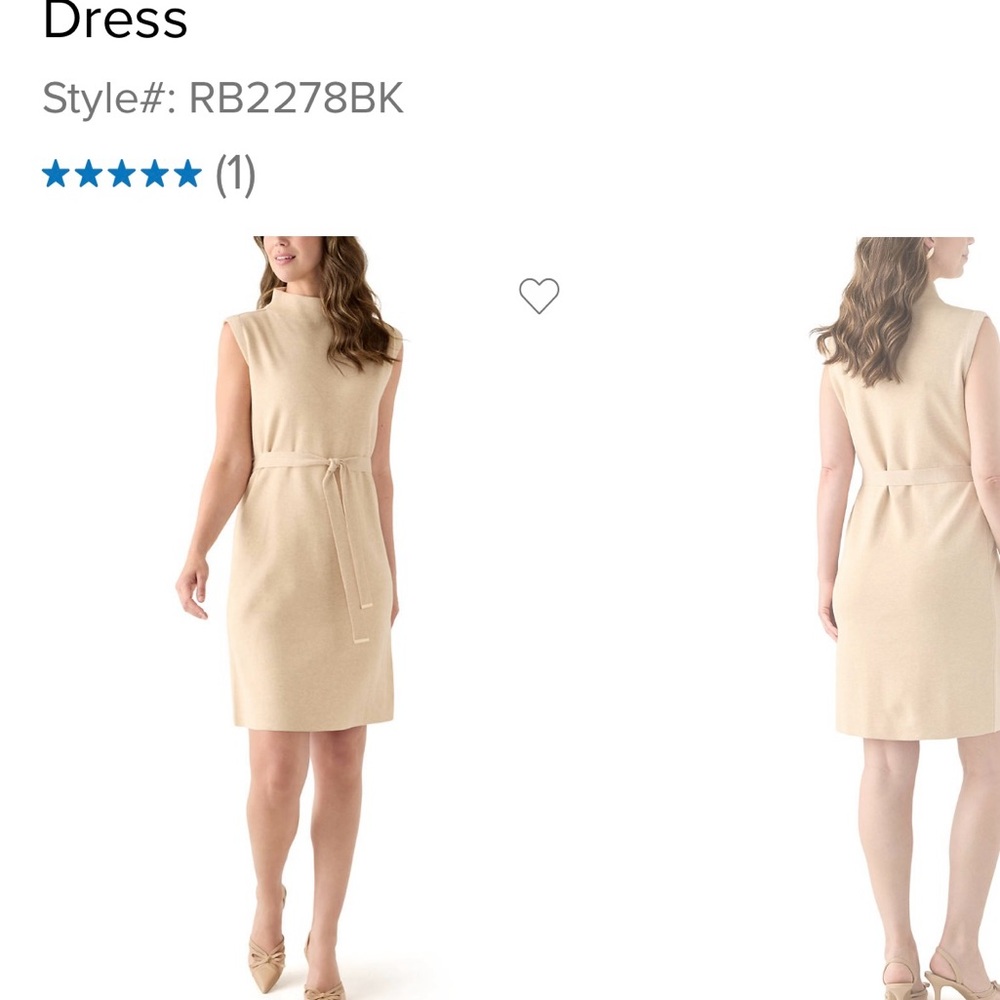 Robbie Bee Cream Belted mock neck Midi Dress